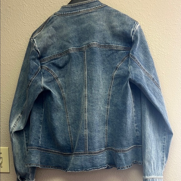 Coldwater Creek Blue Jean Jacket with Mandarin Collar - Picture 3 of 3